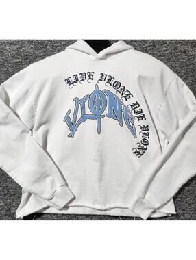 VLONE Pullover Hoodie White Blue Black Regular Graphic Print Logo L